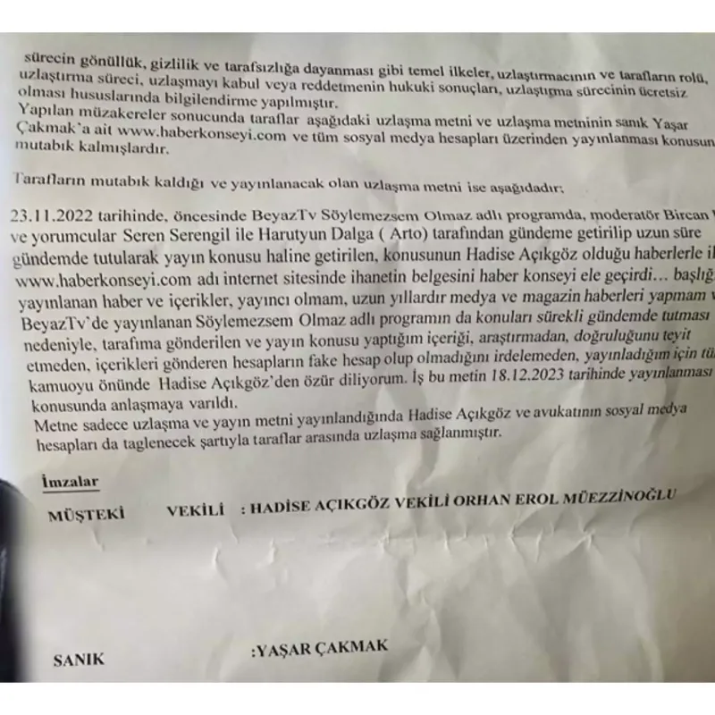 Hadisedən üzr istədi!