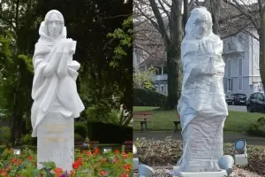 Fransada Natəvanın heykəlinə qırmızı boya atılıb