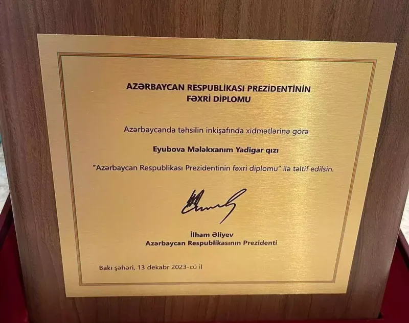 Prezidentin fəxri diplomu Xalq artistinə təqdim edildi