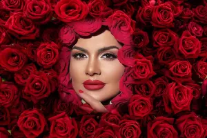 Xatun qızılgüllər içində