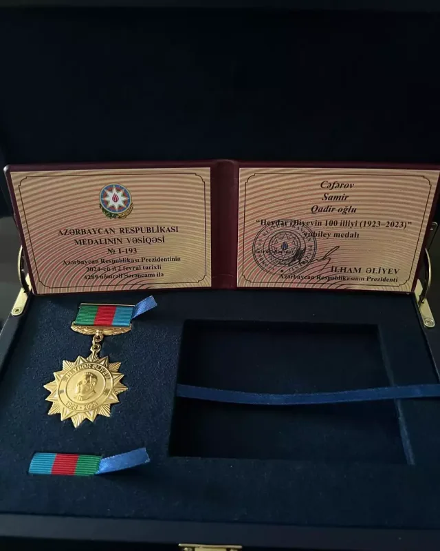 Samir Cəfərov medala layiq görüldü