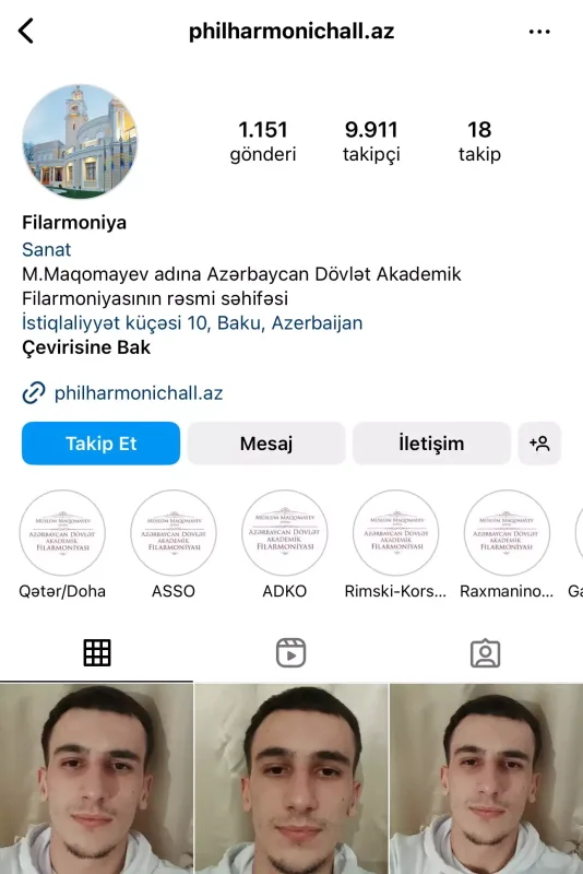 Filarmoniyanın səhifəsi oğurlandı