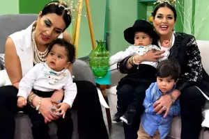 Elza Seyidcahan nəvələri ilə