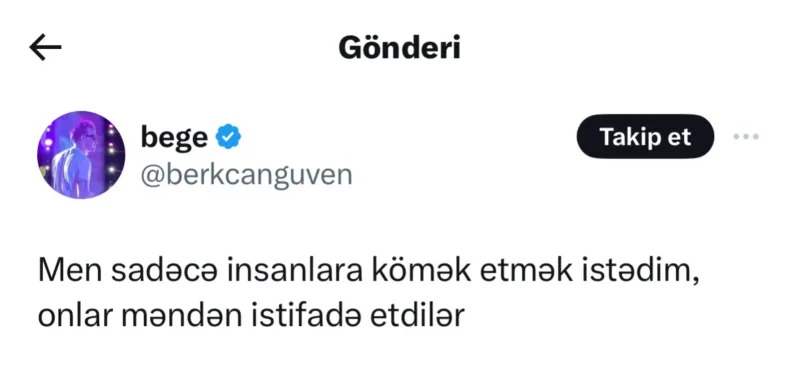 Berkcandan Azərbaycan dilində paylaşım